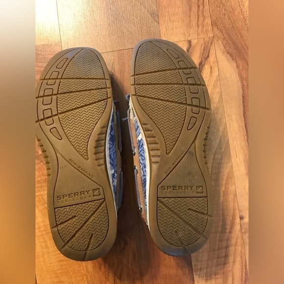 SPERRY Womens Leather Angelfish Boat Lace Tie Sequins Loafer Tan Shoe Size 6.5 - Picture 11 of 13